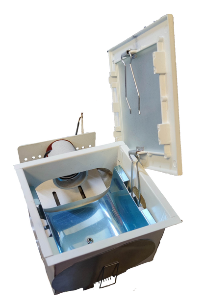 Fixture Square 5 Inches 1xE27 Lighting Installation with Open Lid Showing Interior Structure