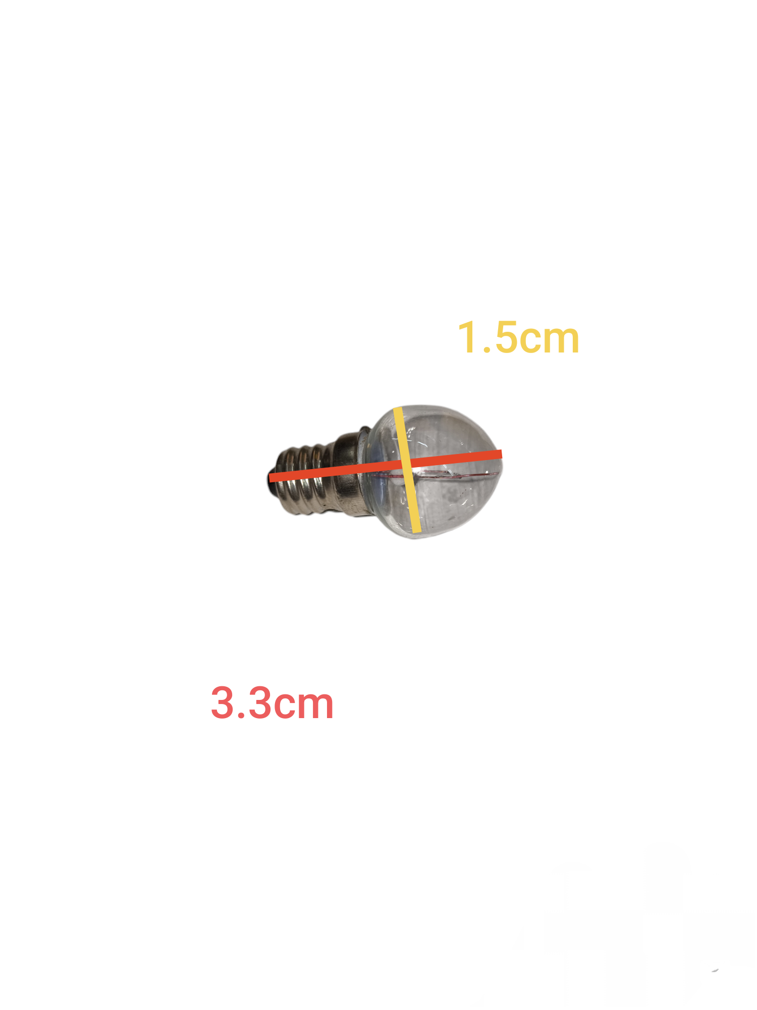 Flash Light Bulb E10 6V incandescent bulb with clear glass and metal screw base measuring 3.3cm by 1.5cm