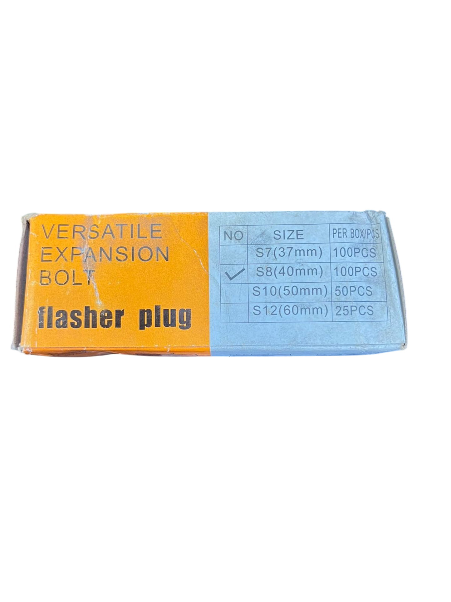 Local construction flasher plug box labeled versatile expansion bolt with size chart and 8mm With Screw 3.6cm x 0.8cm