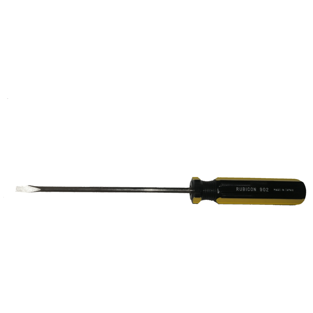 Rubicon Flat Head Screw Driver 902 125mm with black and yellow handle for precision tasks