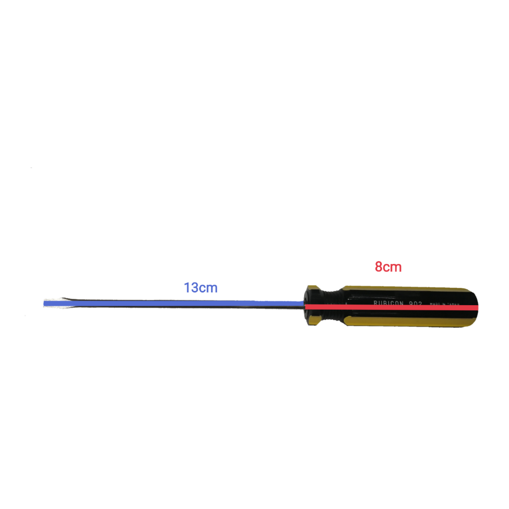 Rubicon Flat Head Screw Driver 902 125mm with black and yellow handle and blue steel shaft