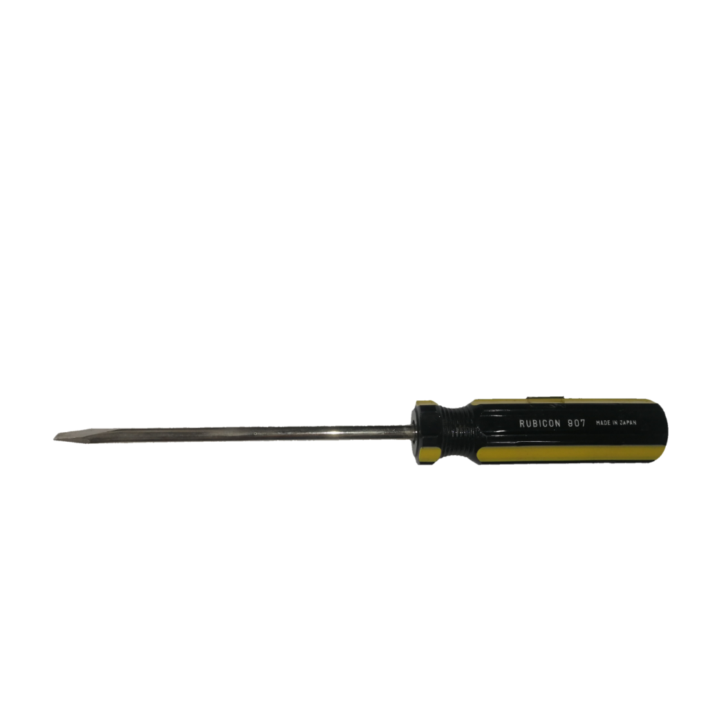 Rubicon Flat Head Screw Driver 907 125mm with black and yellow ergonomic handle