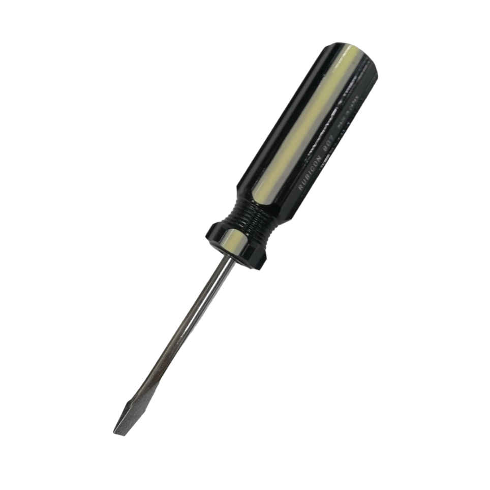 Rubicon Flat Head Screw Driver 907 75mm with black handle and metal shaft for hand tool use