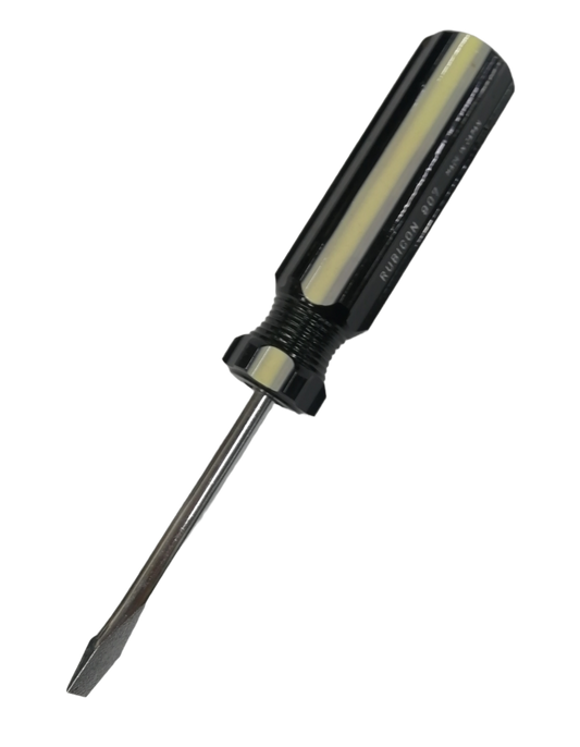 Rubicon Flat Head Screw Driver 907 75mm with black handle and metal shaft for hand tool use