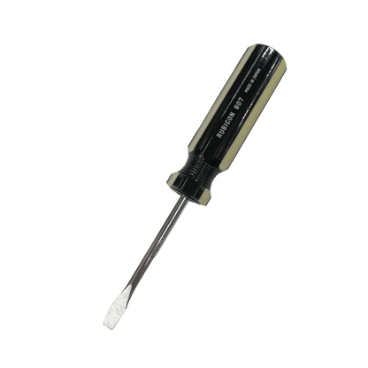 Rubicon Flat Head Screw Driver 907 75mm with black handle and metal shaft for precision tasks