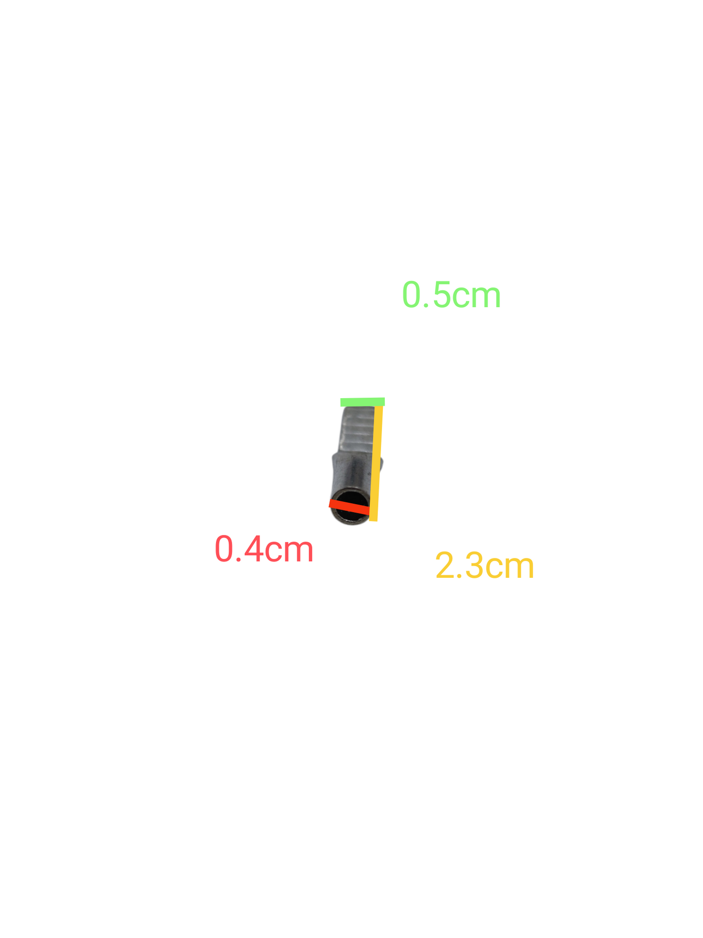 Flat Head Terminal 3.5mm to 4mm electrical connector part with dimensions shown on white background
