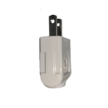 Omni 15A 250V flat pin electrical plug in white with durable plastic design for safe connections