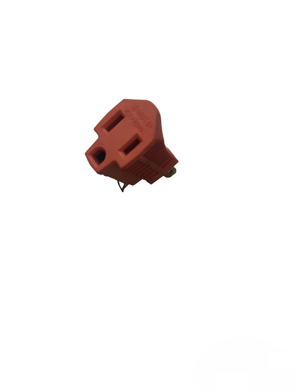 Tokina Flat Pin with Ground Adaptor 15A 125V AC in red for electrical wiring and connections