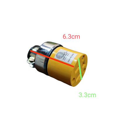 Surer Flat Pin with Ground Cord Connector S515 yellow power plug with dimension markings