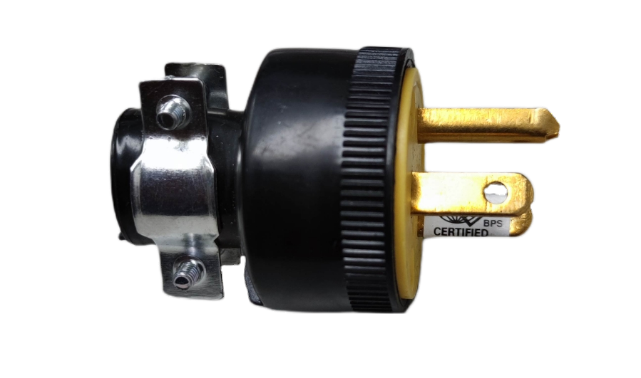 Surer Flat Pin with Ground Plug 15A 125V power plug with metal clamp and black casing