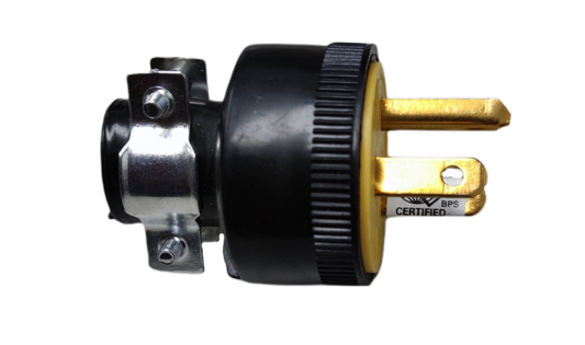 Surer Flat Pin with Ground Plug 15A 125V power plug with metal clamp and black casing