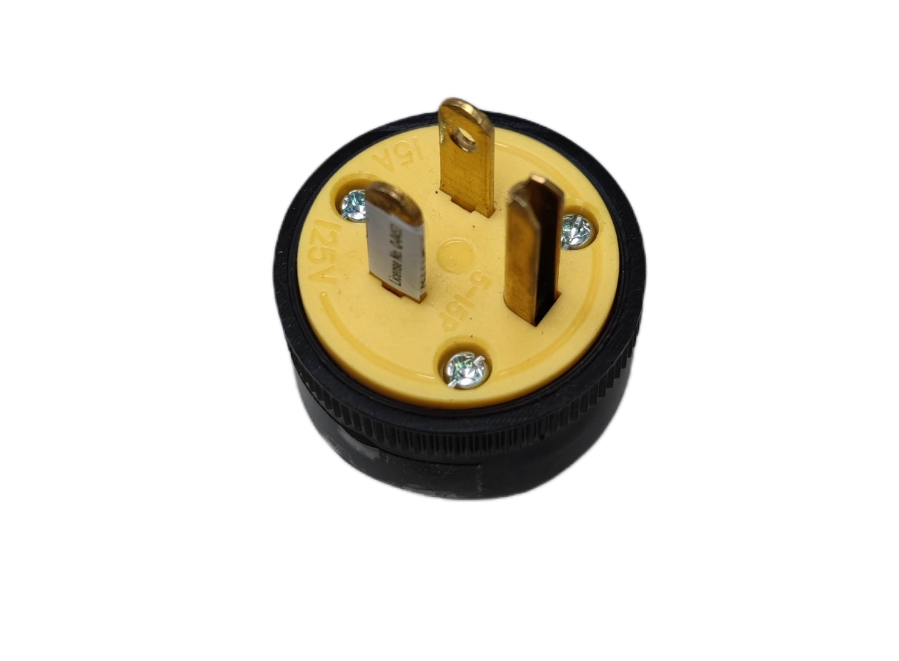 Surer Flat Pin with Ground Plug 15A 125V in black and yellow for power connections
