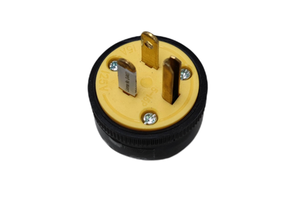 Surer Flat Pin with Ground Plug 15A 125V in black and yellow for power connections