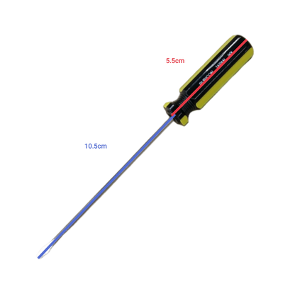 Rubicon Flat Screw Driver 901 100mm with yellow black ergonomic handle and metal shaft