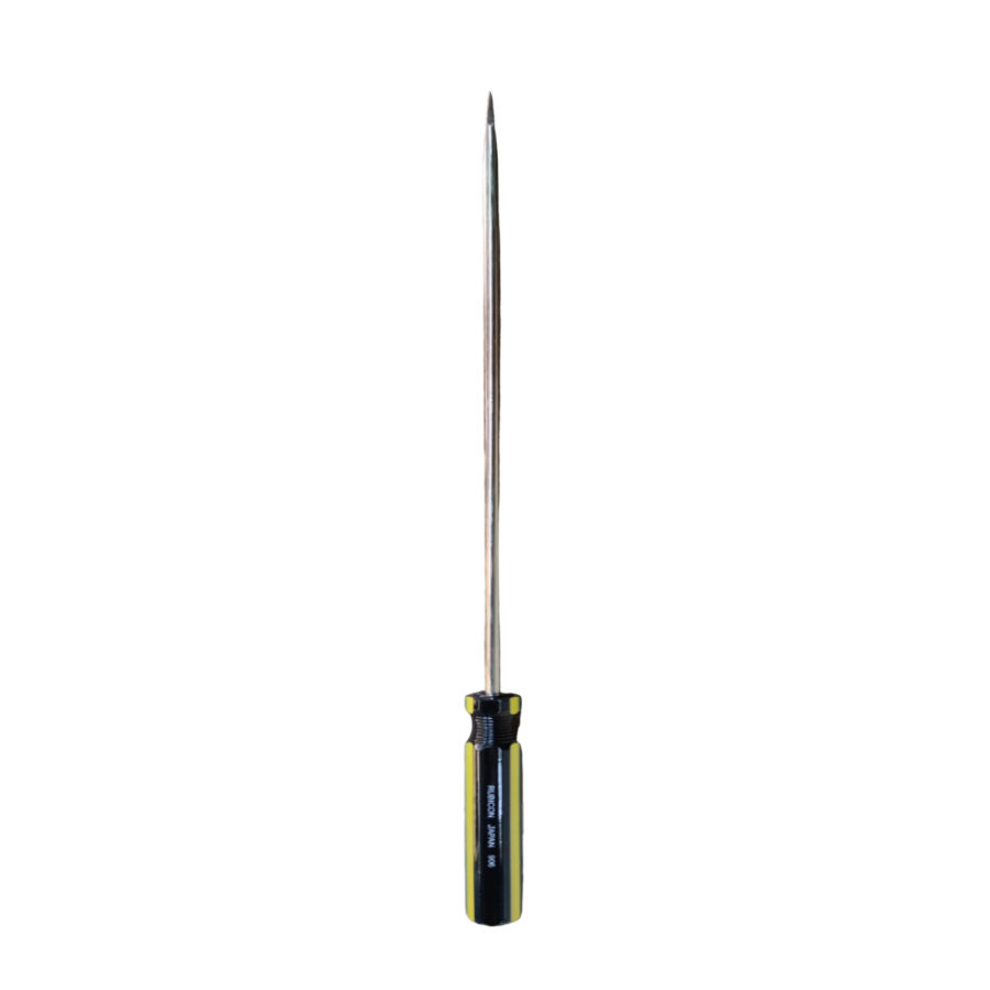 Rubicon Flat Screw Driver 906 300mm with black and yellow handle for precise hand tool use
