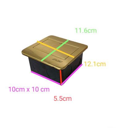 Royu Floor Outlet 2 Port USB Outlet 2100mAh with gold cover and black base for power points and switches