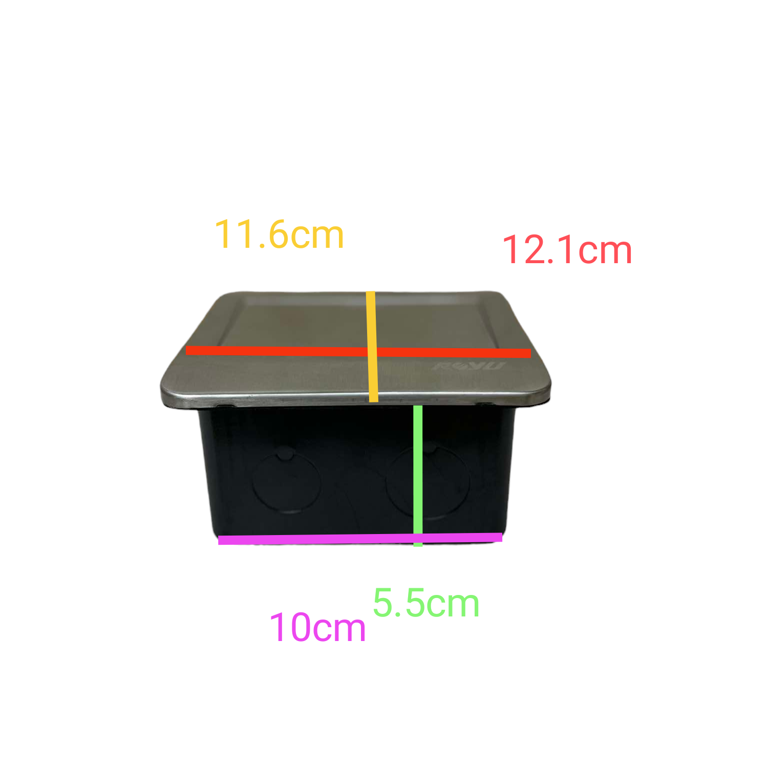 Royu Floor Outlet 2 Port USB Outlet 2100mAh with top cover and black recessed box