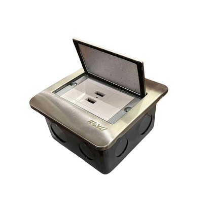 Royu Floor Outlet 2 Port USB Outlet 2100mAh with metal cover and dual power sockets