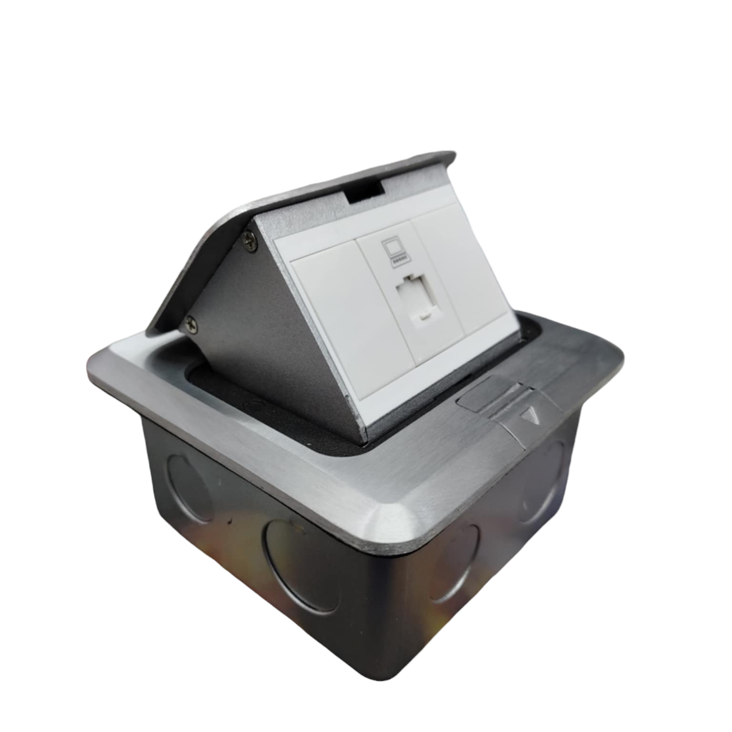 T&J Floor Outlet Pop-up 1 Gang CAT6 Outlet with metal frame for recessed floor installation