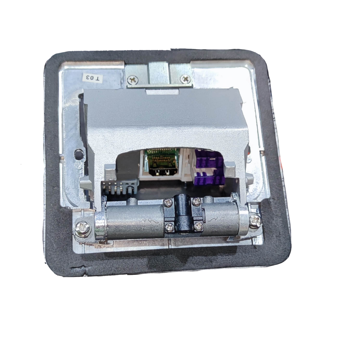 T&J Floor Outlet Pop-up 1 Gang TEL Outlet with metal casing and protective cover for floor installation