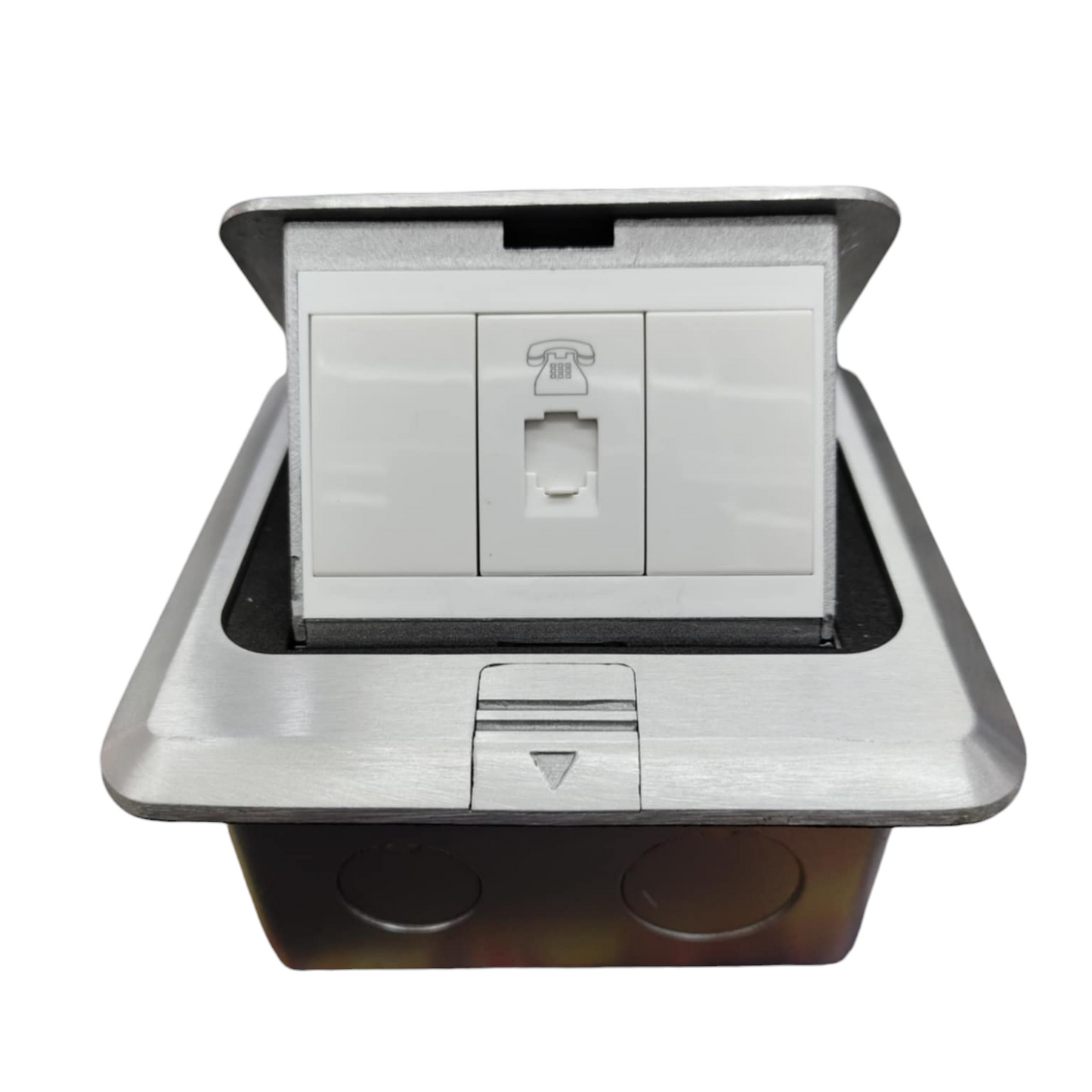 T&J Floor Outlet Pop-up 1 Gang TEL Outlet with stainless steel cover and telephone jack