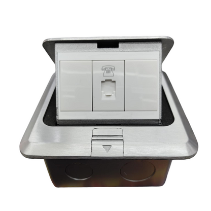 T&J Floor Outlet Pop-up 1 Gang TEL Outlet with stainless steel cover and telephone jack