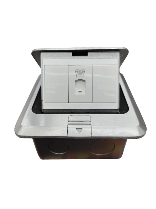 T&J Floor Outlet Pop-up 1 Gang TEL Outlet with stainless steel cover and telephone jack