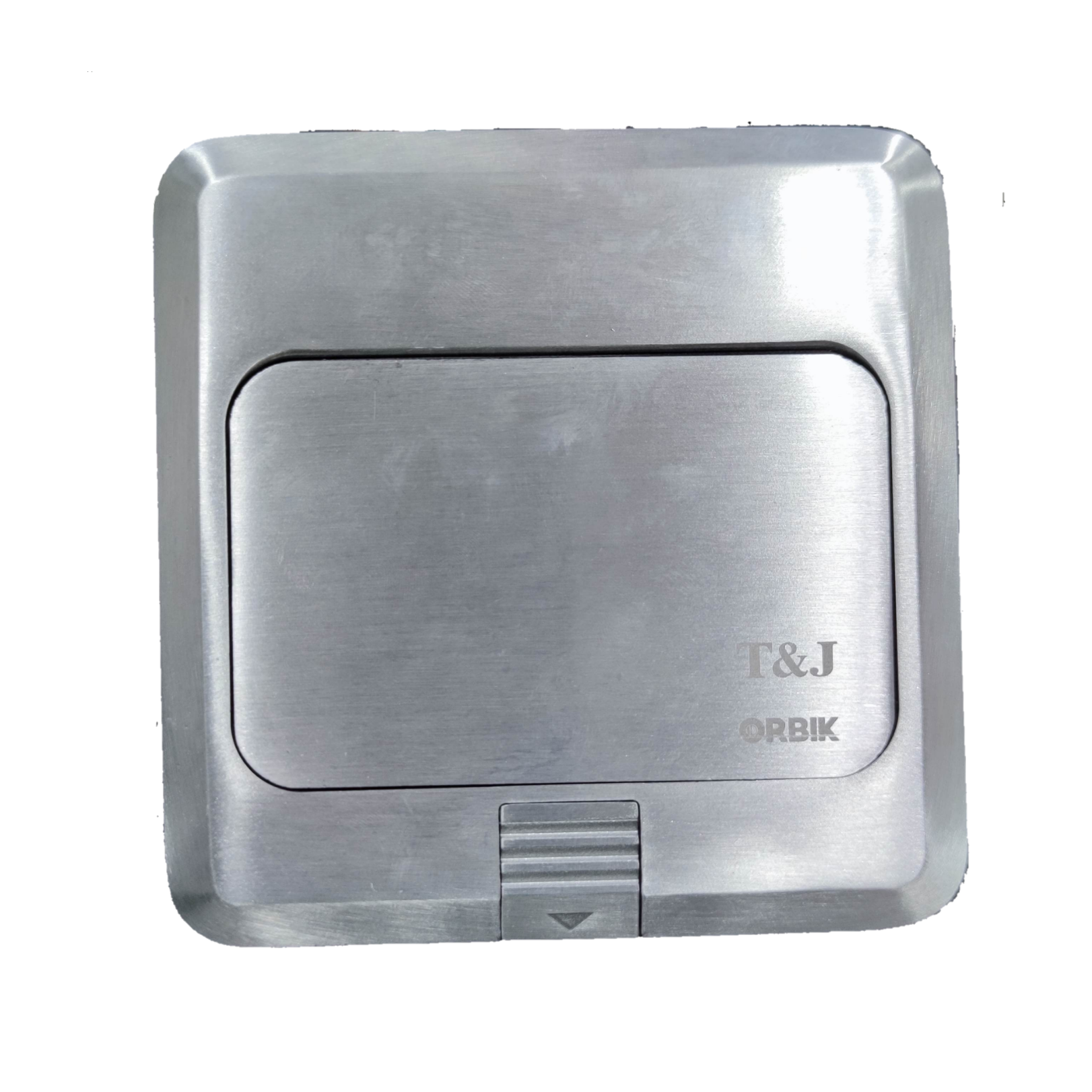 T&J Floor Outlet Pop-up 1 Gang TEL Outlet with stainless steel cover closed