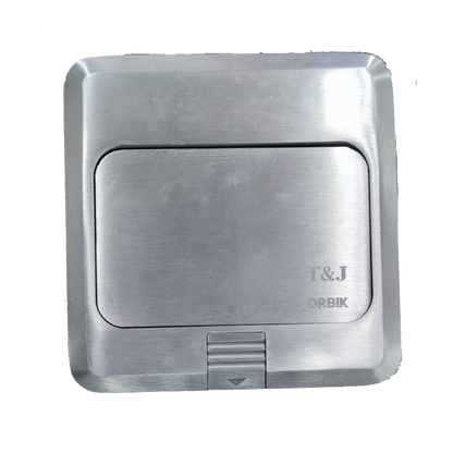 T&J Floor Outlet Pop-up 1 Gang TEL Outlet with stainless steel cover closed