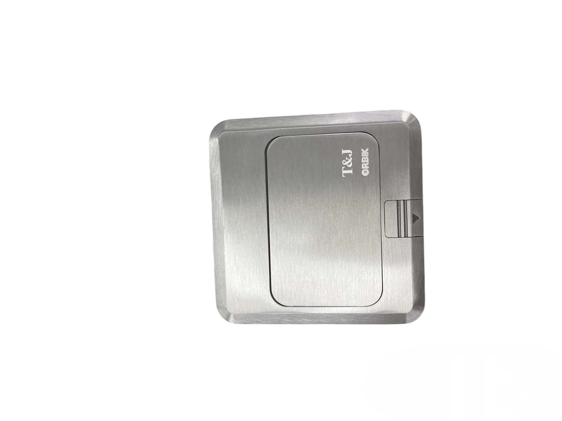 T&J Floor Universal Outlet with LAN Outlet in brushed metal finish for power and network connectivity