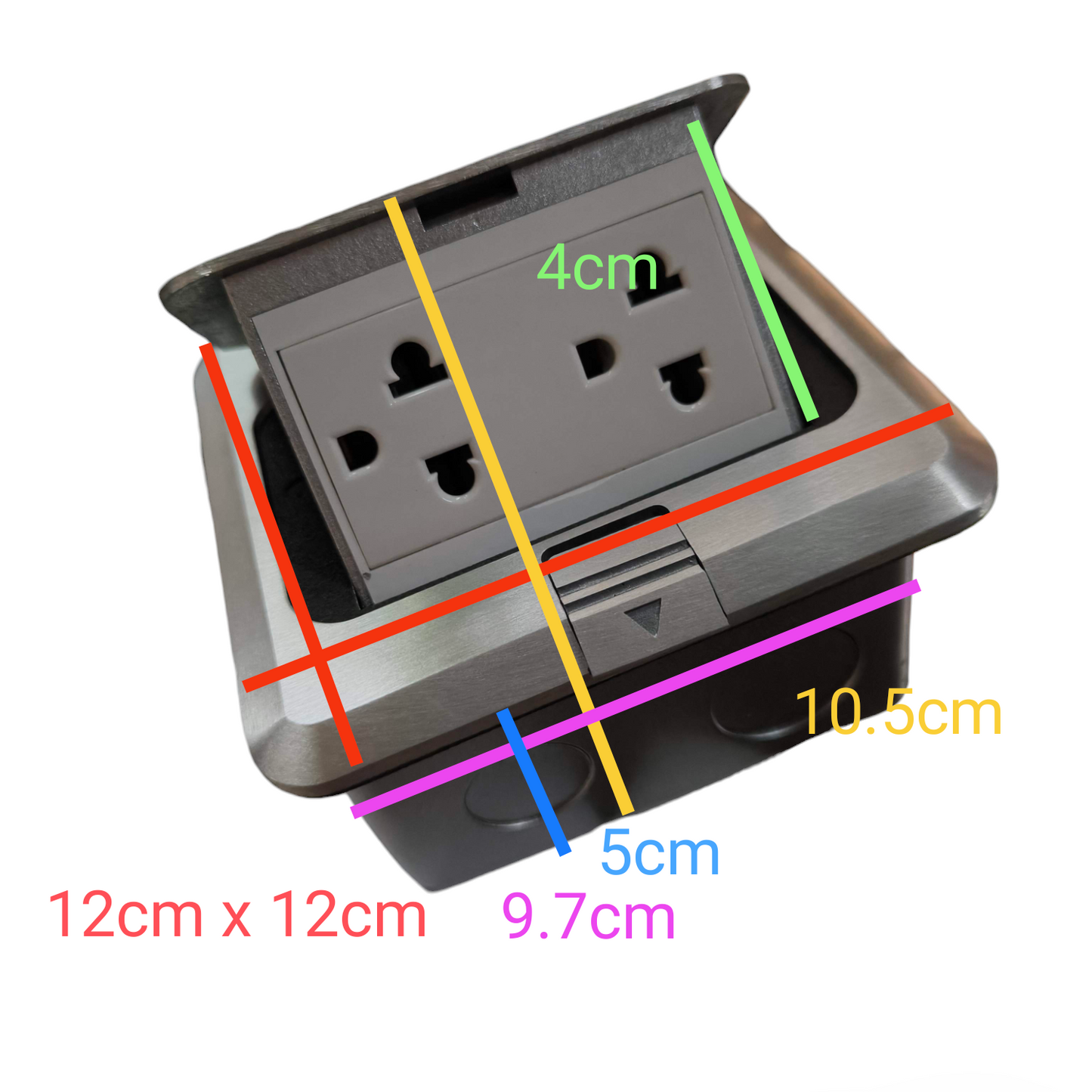 T and J pop up floor power box with 15A 250V floor outlet Duplex with Ground and hinged cover