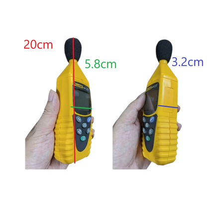 Fluke 945 sound level meter held in hand, highlighting its compact design and user-friendly interface