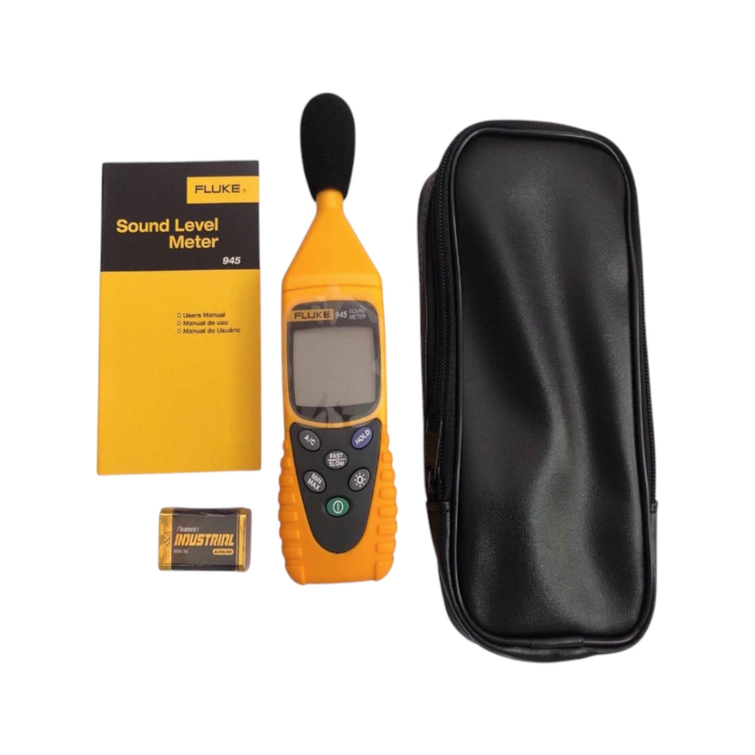 Fluke 945 sound level meter with user manual and carrying case for accurate sound measurement
