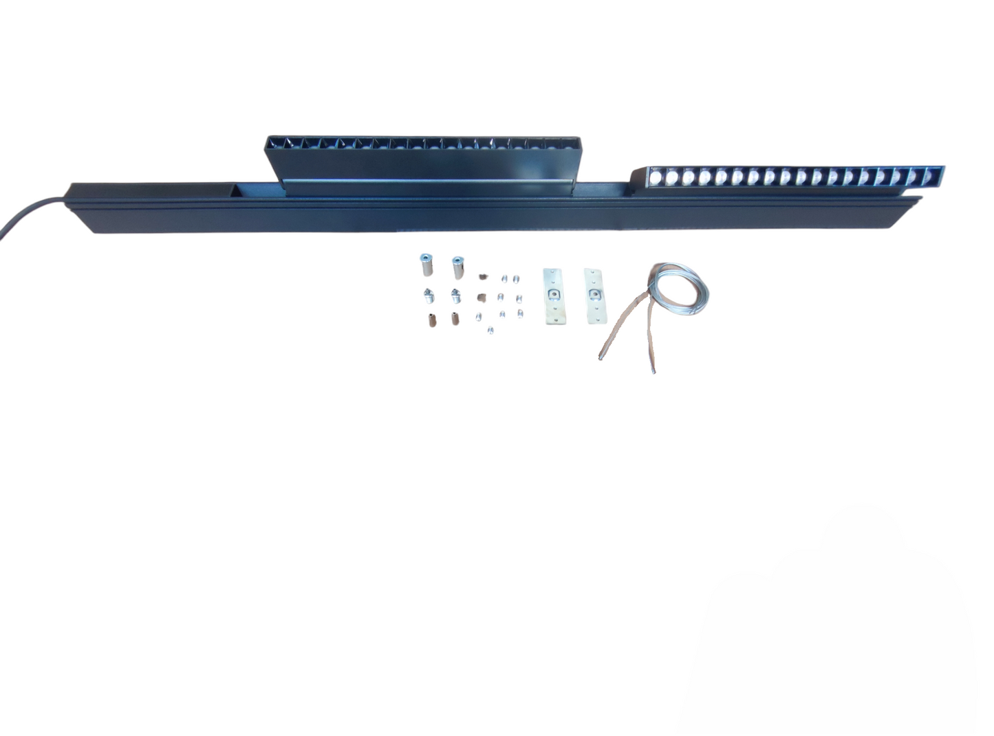 Foldable grille LED track light 220V system with mounting hardware and accessories for easy installation