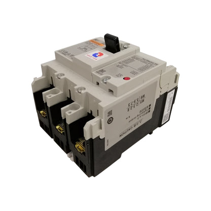 Fuji MCCB 20A molded case circuit breaker. Three pole industrial breaker with toggle handle and screw terminals