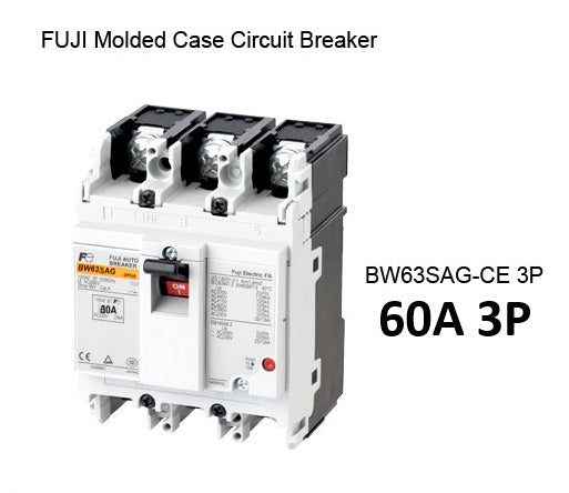 Fuji molded case circuit breaker 60A 3 pole industrial MCCB 10kAIC 230V for panel protection