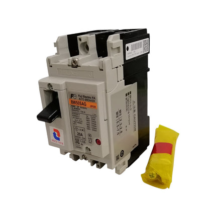 Fuji MCCB molded case circuit breaker with a toggle switch and visible markings on the front panel