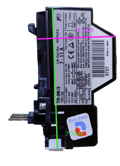 Fuji Thermal Overload Relay TR-0N with labeled dimensions for easy installation