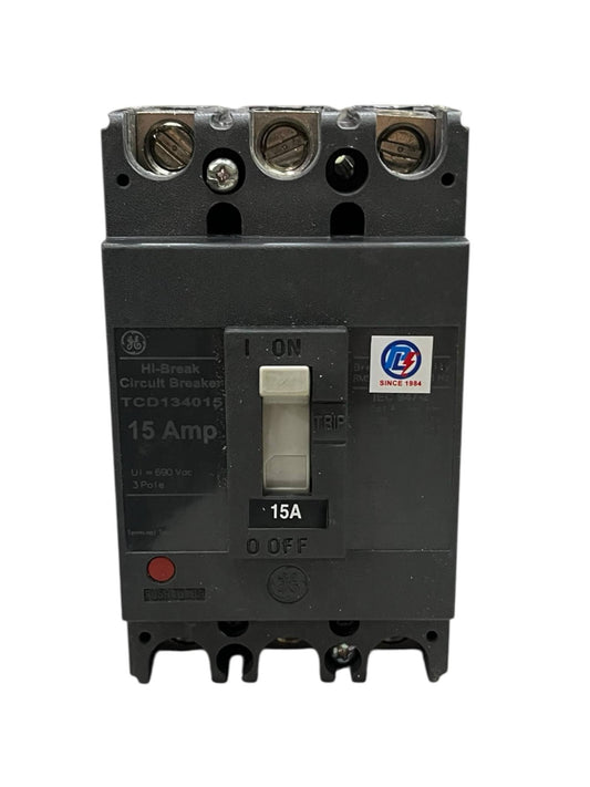 GE 15A 3Pole Industrial Circuit Breaker 220V with toggle switch and screw terminals