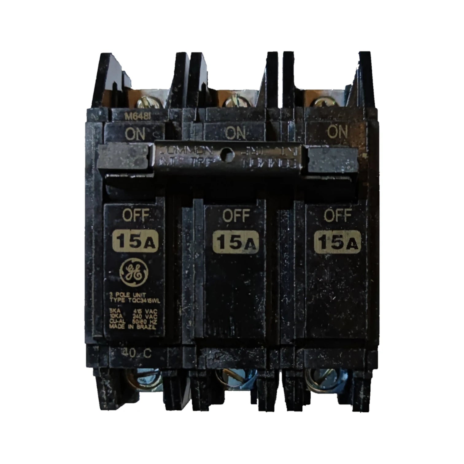 GE 15A Circuit Breaker 3 Pole with three switches for reliable electrical protection