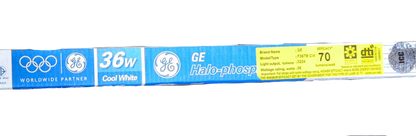 GE 36W T8 fluorescent tube compact fluorescent bulb in cool white with energy efficiency label