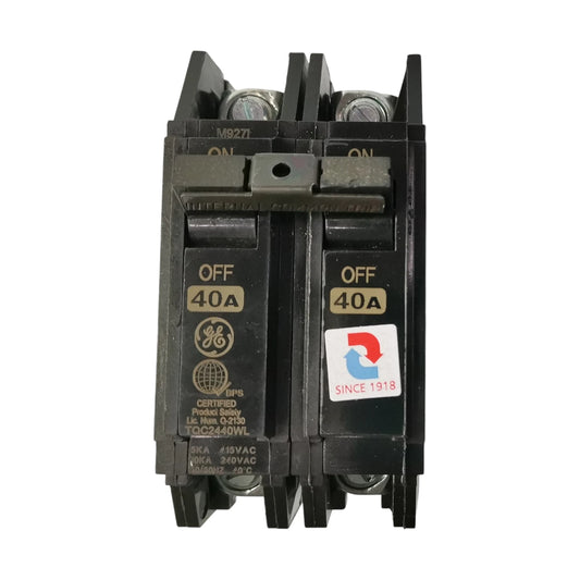GE 40A Circuit Breaker 2 Pole S with ON and OFF indicators for reliable electrical protection