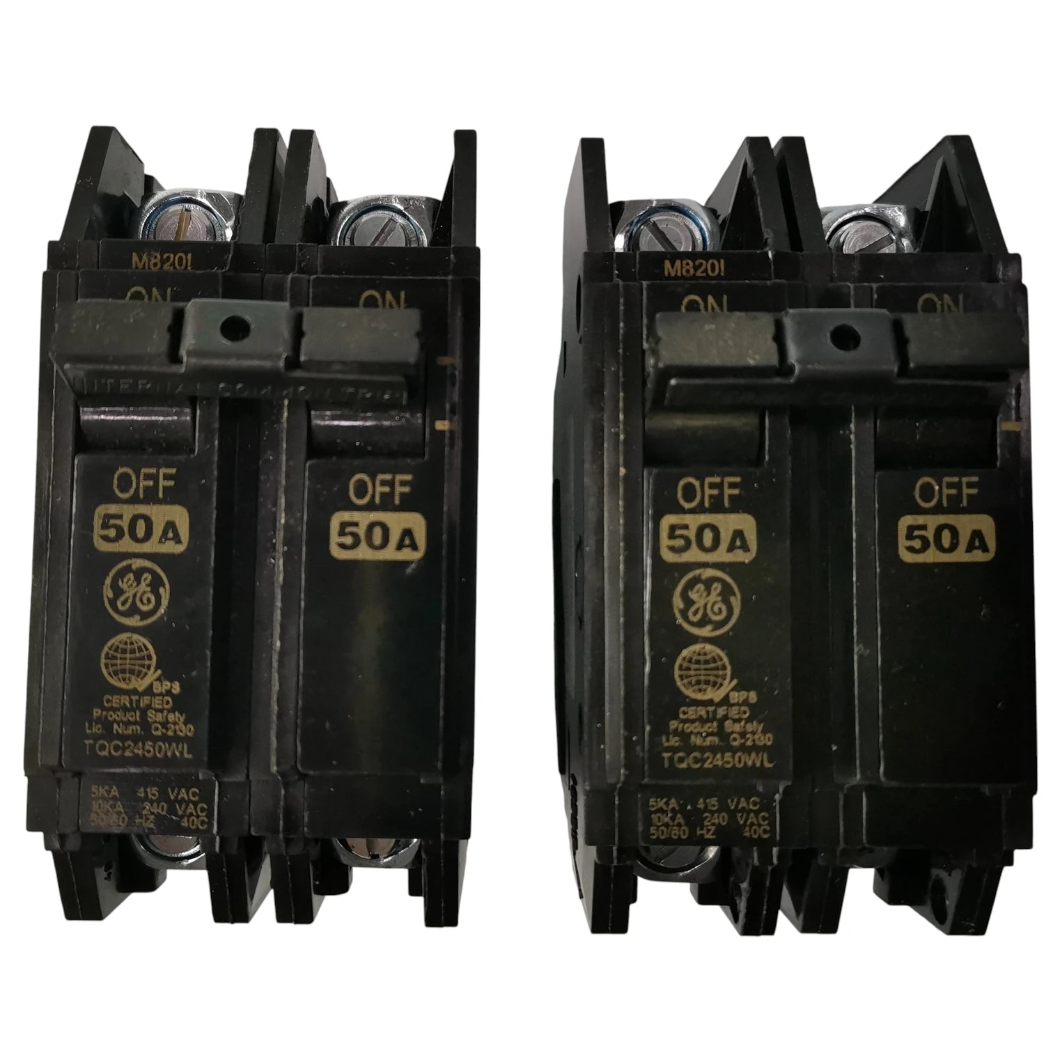 GE 50A Circuit Breaker 2 Pole in a dual configuration, ideal for electrical panel upgrades