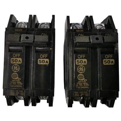GE 50A Circuit Breaker 2 Pole in a dual configuration, ideal for electrical panel upgrades