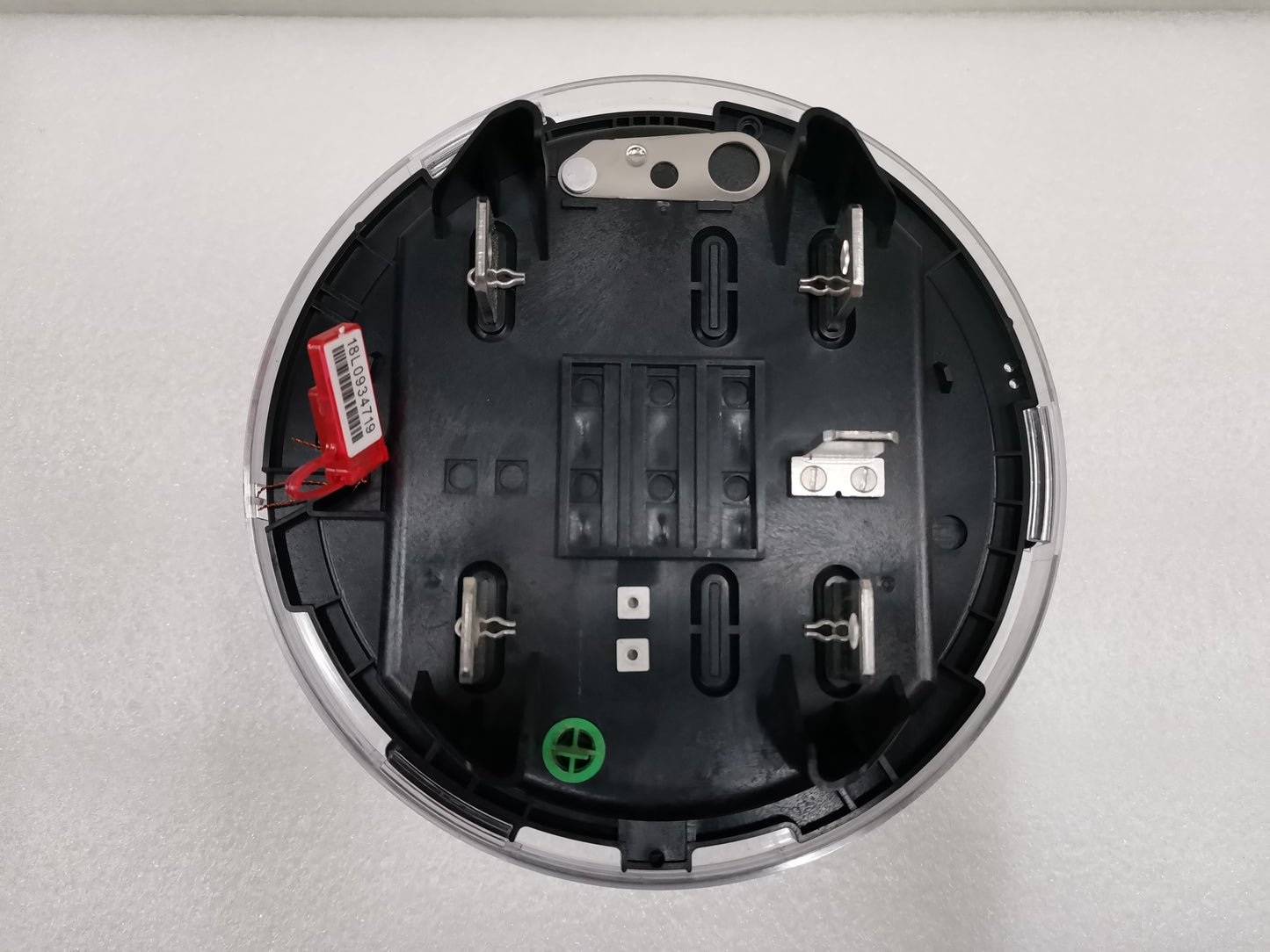 Top view of Alcara KV2C FM12S KWH Meter base showing connector terminals and mounting points