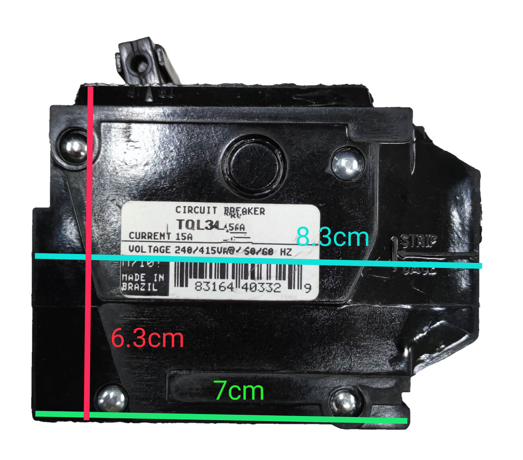 GE circuit breaker 15 amp 3 pole with specifications visible, ideal for electrical systems.