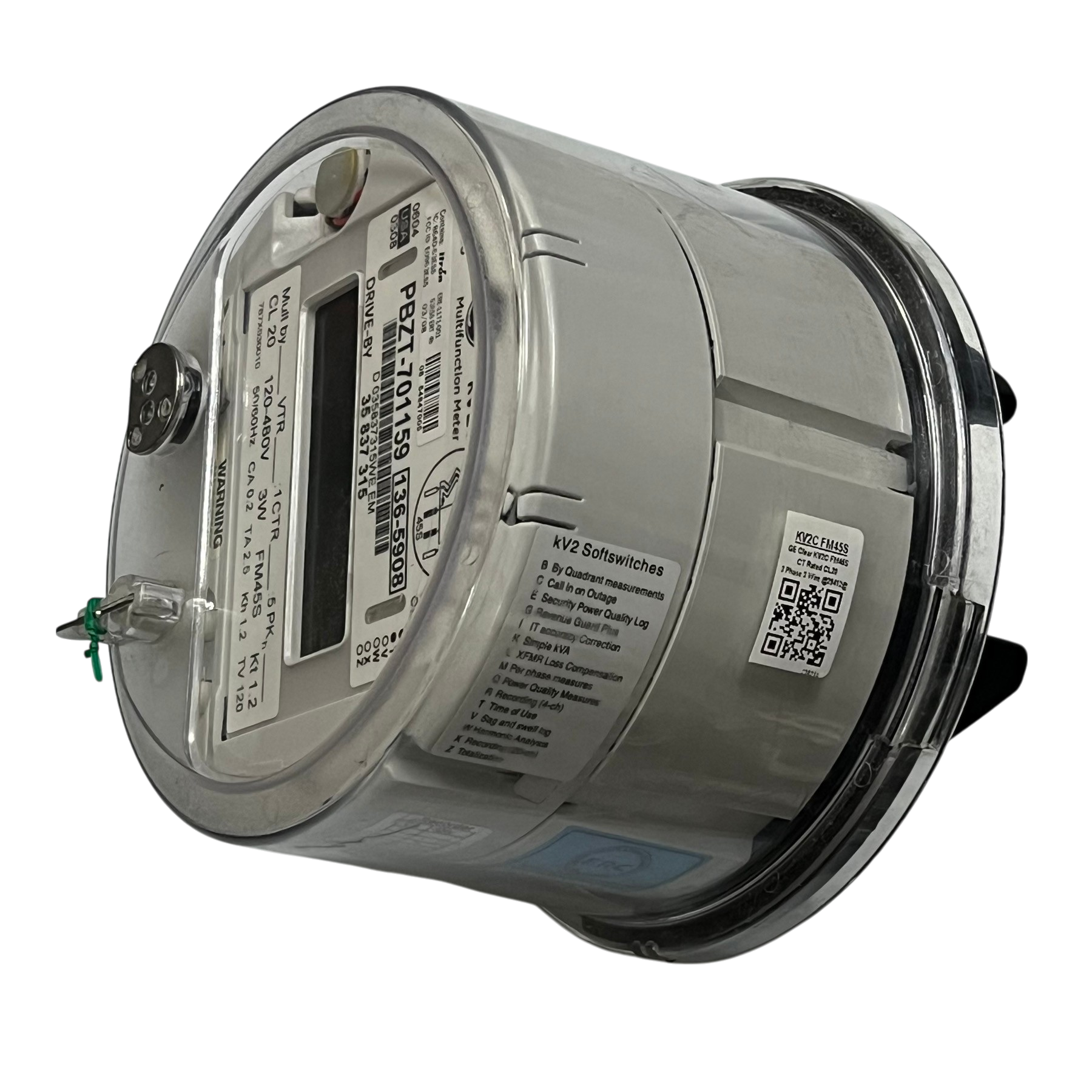 Aclara KV2C FM45S KWH Electric Meter with digital display and metal casing for electrical measurement