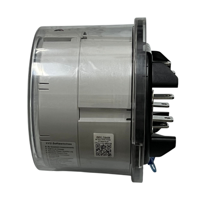 Aclara KV2C FM45S KWH Electric Meter side view showing clear casing and terminal connections