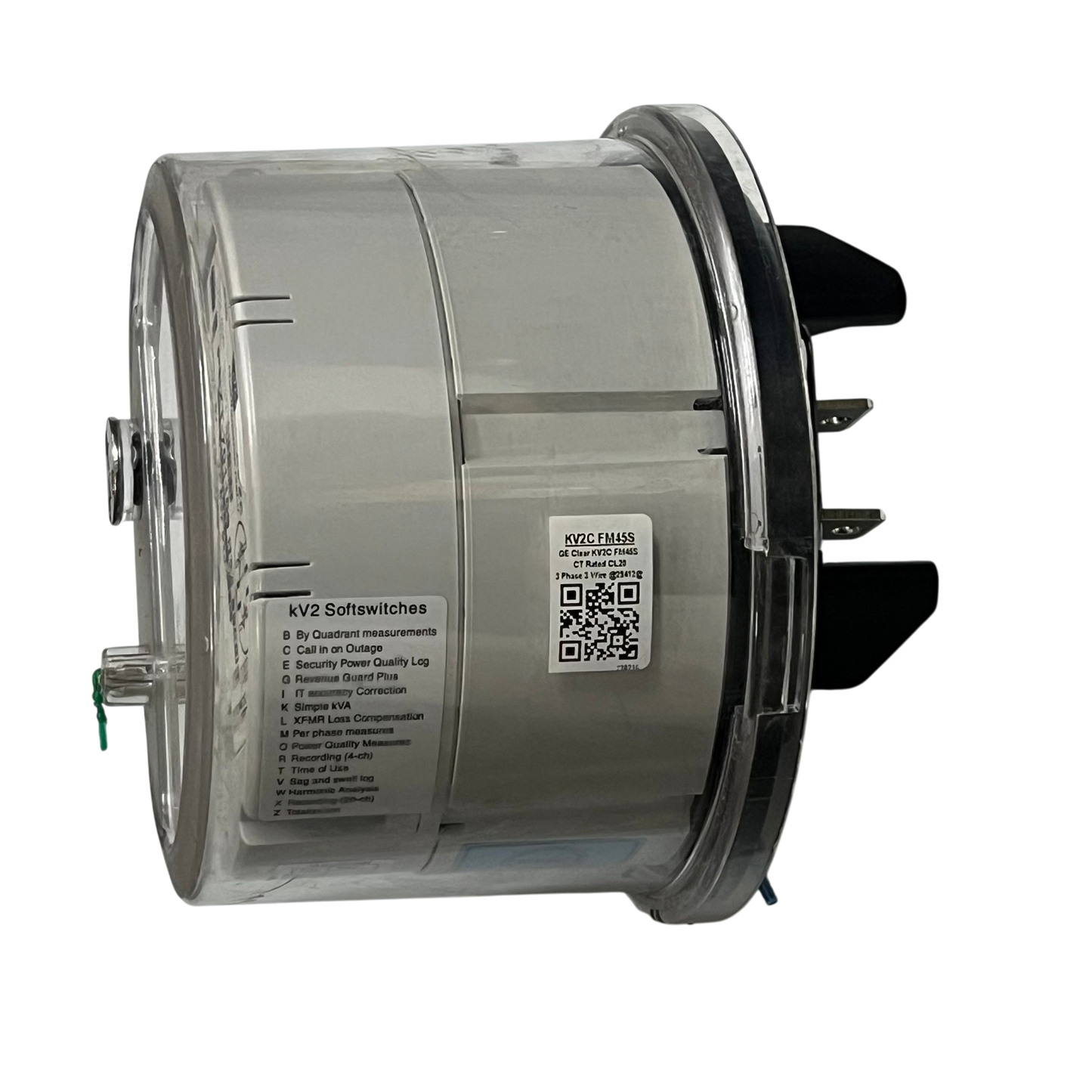 Aclara KV2C FM45S KWH Electric Mete with transparent casing and labeled technical details