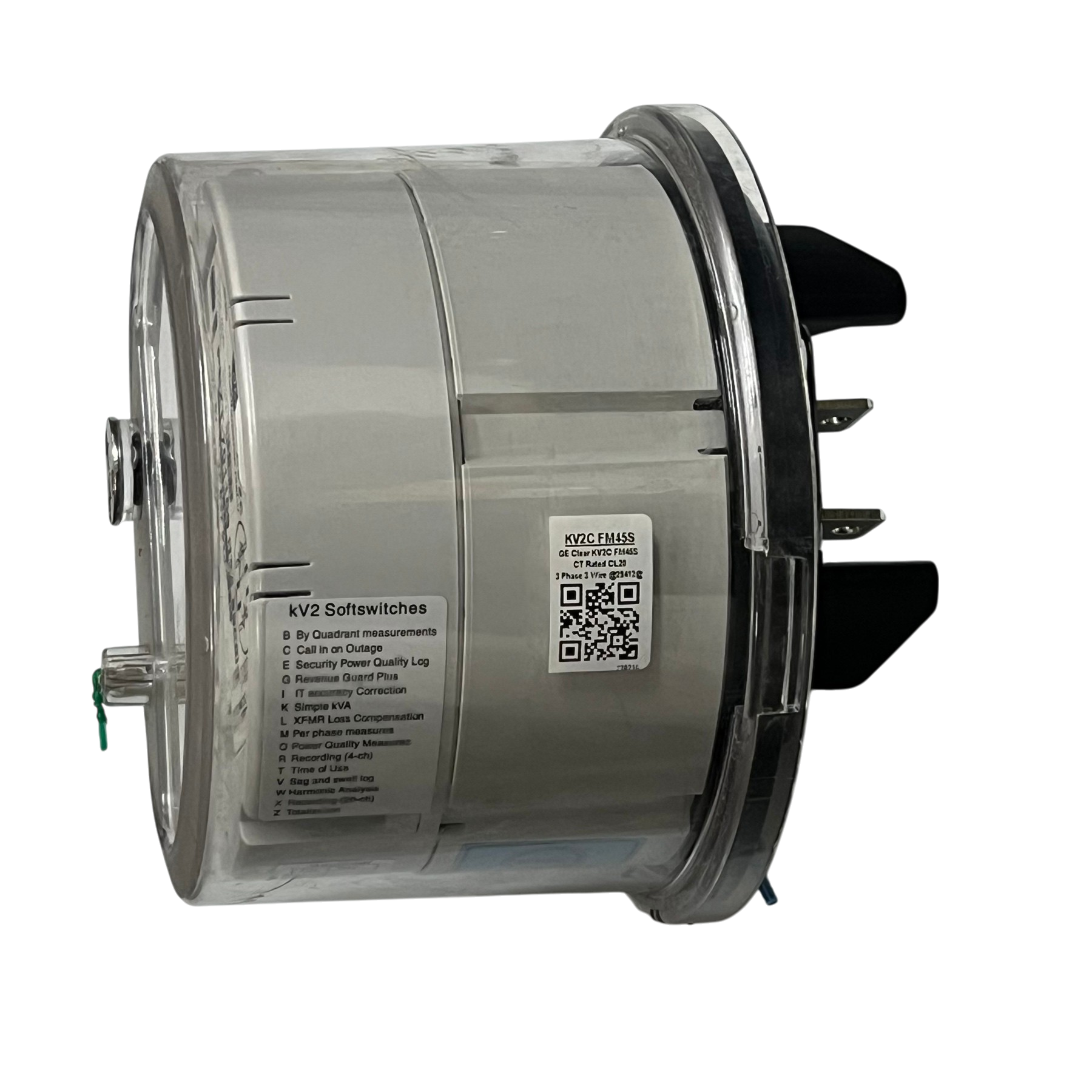 Aclara KV2C FM45S KWH Electric Mete with transparent casing and labeled technical details